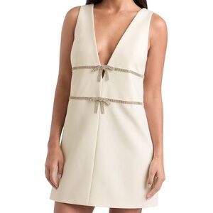 cinq a sept Chani dress - Ivory Mini Dress with Rhinestone Trim